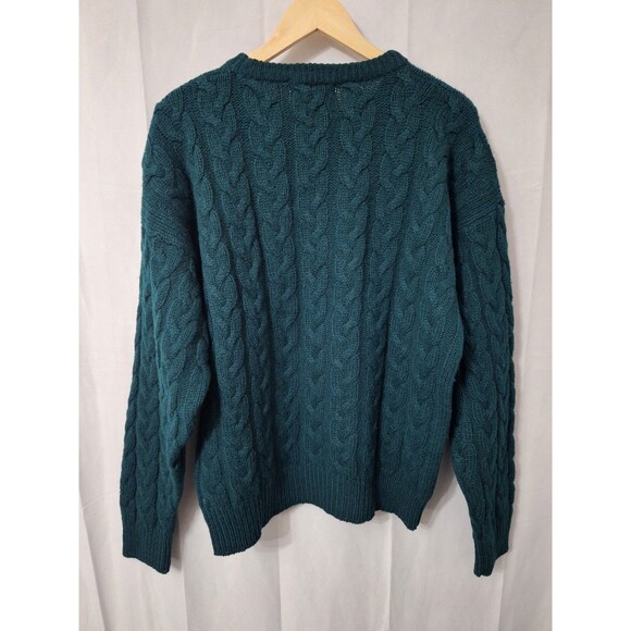 VTG Eddie Bauer Wool Cable Knit Fisherman Sweater Womens XL Crewneck Preppy 90s - Picture 2 of 8